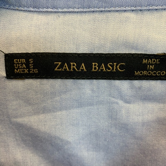 Zara Basic Blue Two Tone Button Tunic Shirt - Picture 4 of 5